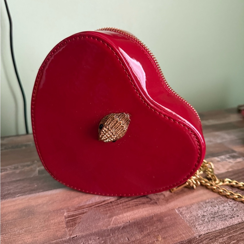 Kurt Geiger Heart-Shaped Red Bag with Gold Chain